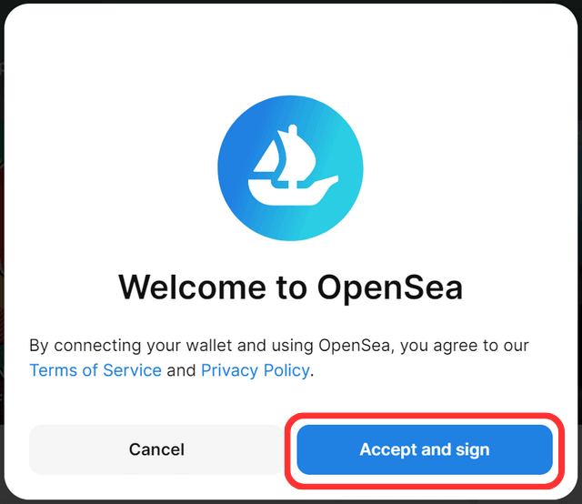 OpenSea側で、ウォレット接続を許可して署名